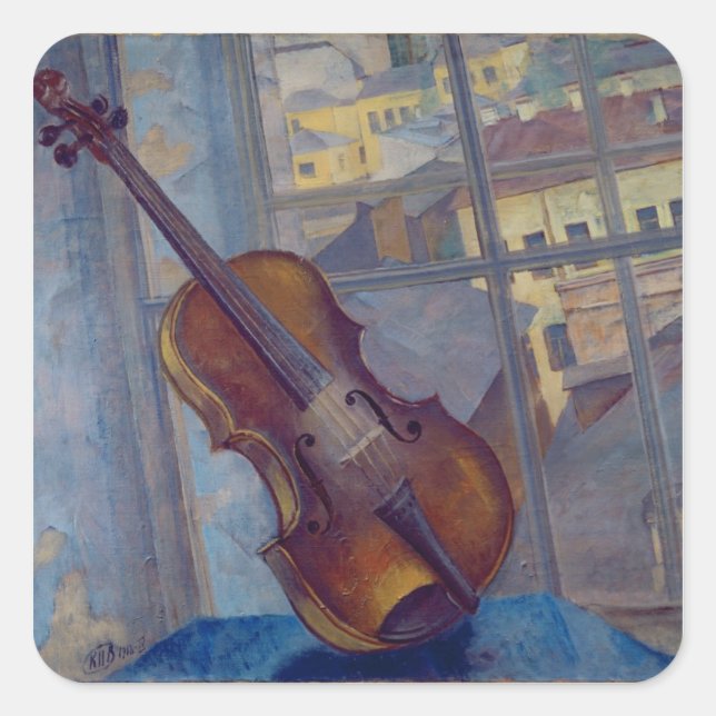 Violin, 1918 fyrkantigt klistermärke (Framsida)