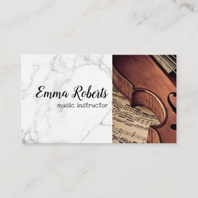 Violin | Affärskort för musikinstruktör Visitkort (Framsida)