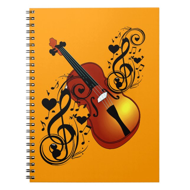 Violin,Älskare vid Heart_ Anteckningsbok (Framsidan)