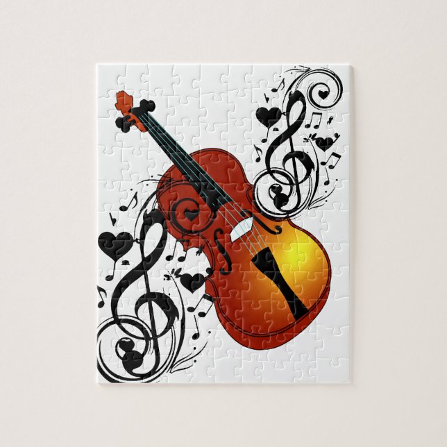 Violin,Älskare vid Heart_ Pussel (Vertikal)