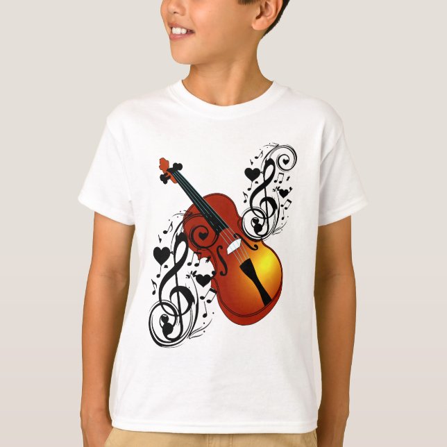 Violin,Älskare vid Heart_ T Shirt (Framsida)