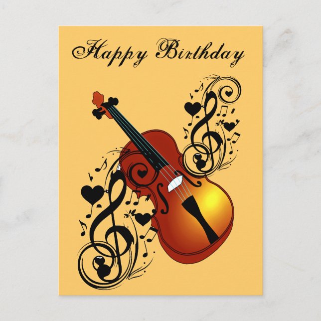Violin,Älskare vid Heart_ Vykort (Framsida)