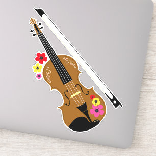 Violin and Flowers, Söt Violinist Klistermärken