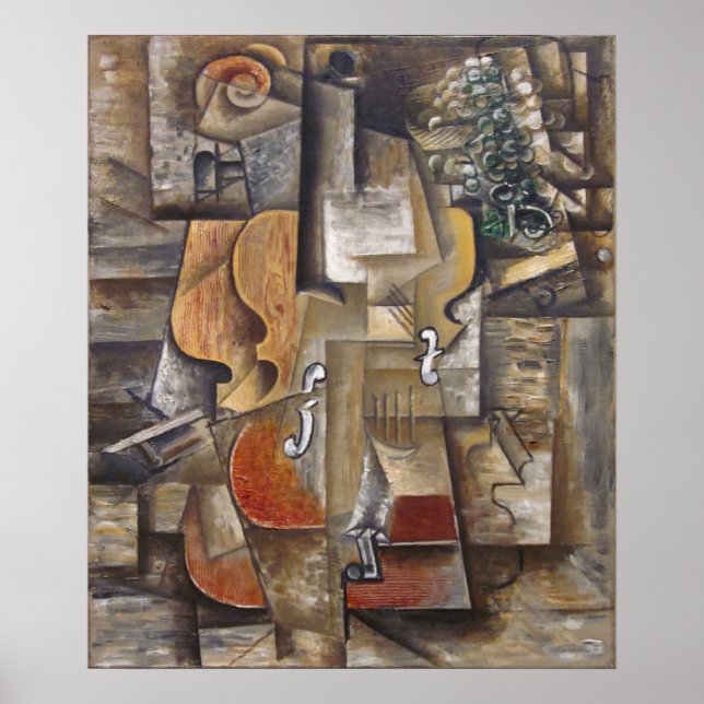 Violin and Grapes by Picasso (1912) Poster (Framsidan)