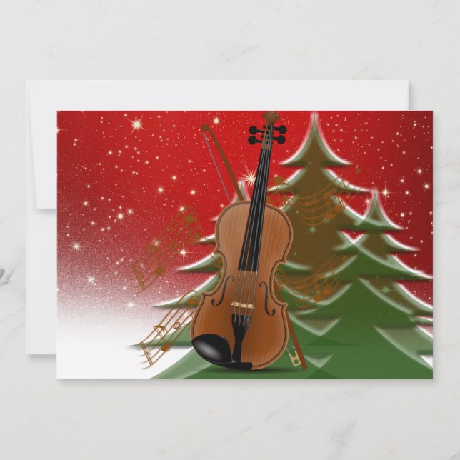 Violin at Christmas, Merry Christmas, Card Tack Kort (Framsida)