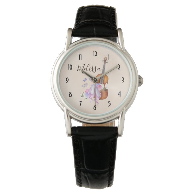 Violin, Ballet Shoes, Flowers and Butterflies Armbandsur (Framsida)