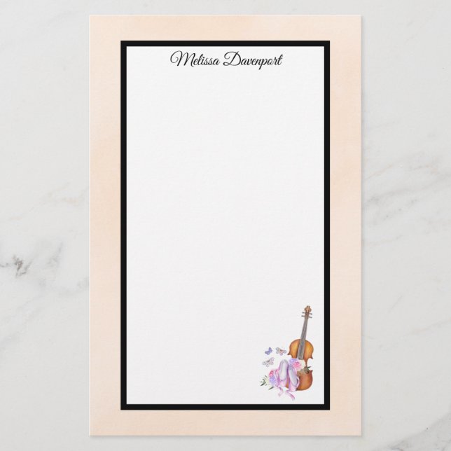 Violin, Ballet Shoes, Flowers and Butterflies Brevpapper (Framsida)
