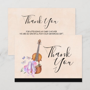 Violin, Ballet Shoes, Flowers and Butterflies Inbjudningar