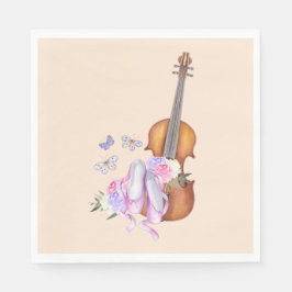 Violin, Ballet Shoes, Flowers and Butterflies Pappersservett