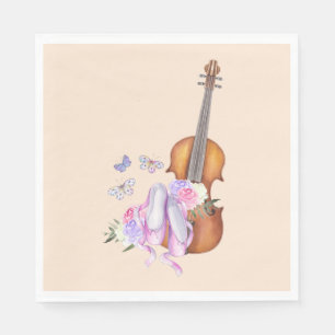 Violin, Ballet Shoes, Flowers and Butterflies Pappersservett