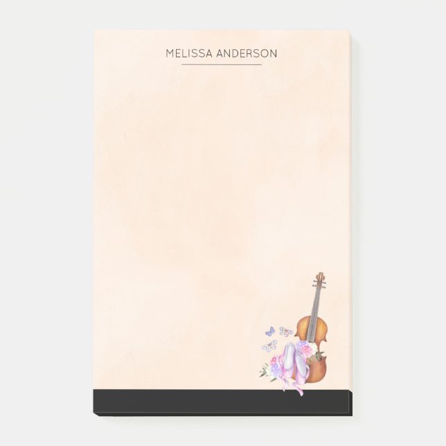 Violin, Ballet Shoes, Flowers and Butterflies Post-it Block (Framsida)