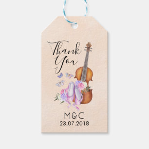 Violin, Ballet Shoes, Flowers and Butterflies Presentetikett