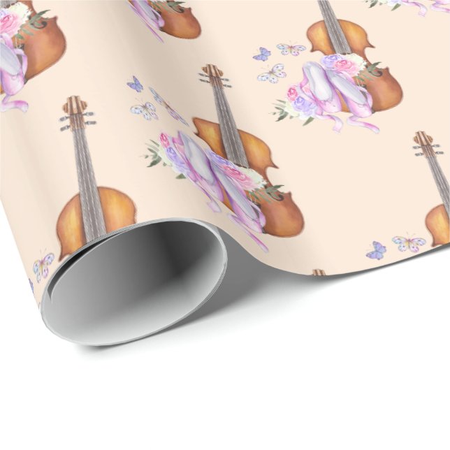 Violin, Ballet Shoes, Flowers and Butterflies Presentpapper (Rullad Hörn)
