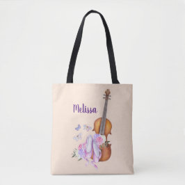 Violin, Ballet Shoes, Flowers and Butterflies Tygkasse