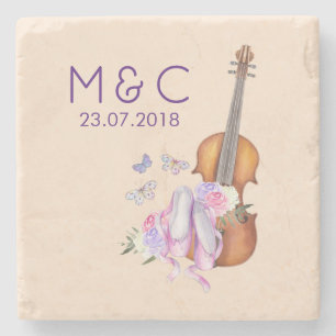 Violin, Ballet Shoes och Butterflies Bröllop Stenunderlägg