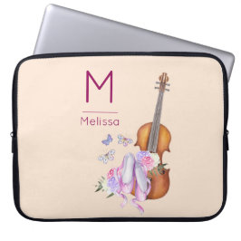 Violin, Ballet Shoes och Butterflies Monogram Laptop Fodral