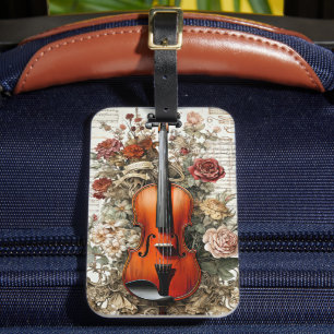 Violin Beauty, blommigt ornate AI-genererad Bagagebricka