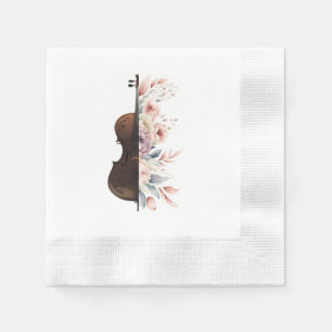 Violin bland blommor. Blomkett. Pappersservett