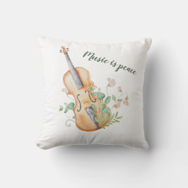 Violin Blommig Musik är Fred Anpassad Överkast för Kudde