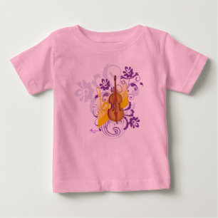 Violin Blommig Virvel Rosa Småbarnskjorta med Rull Tröja