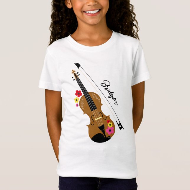Violin Blommigt Classical Music Personlig T Shirt (Framsida)