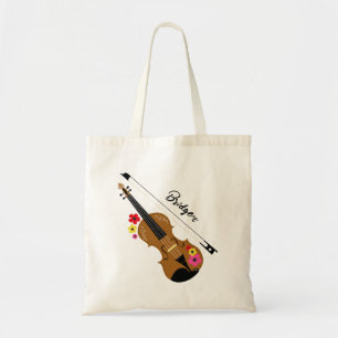 Violin Blommigt Classical Music Personlig Tygkasse