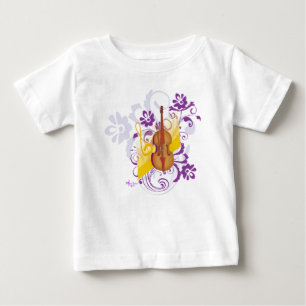 Violin Blommigt Swirl Baby Sleeveless White Dress Tee