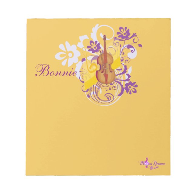 Violin Blommigt Swirl Guld Small Note Pad Anteckningsblock (Framsida)