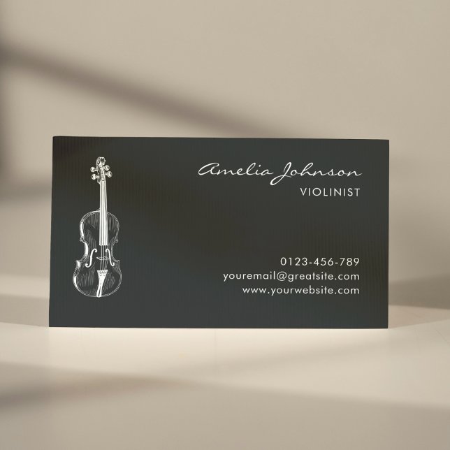 Violin Blue Elegant Professionell Music Teacher Visitkort (Skapare uppladdad)