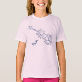 Violin Blue Line Teckning with Initial T-shirt