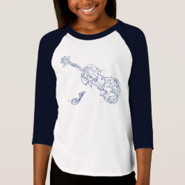 Violin Blue Line Teckning with Initial Tee