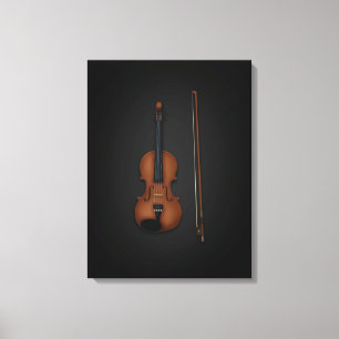 Violin & Bow Sida vid sida vid 18 x 24 svart Canvastryck