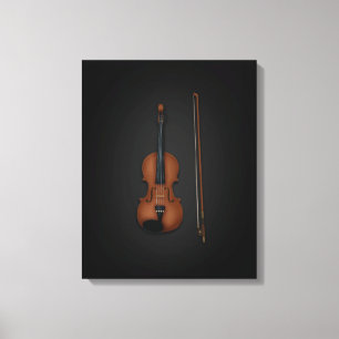 Violin & Bow Side vid sida på 16x svart arbetsyta Canvastryck