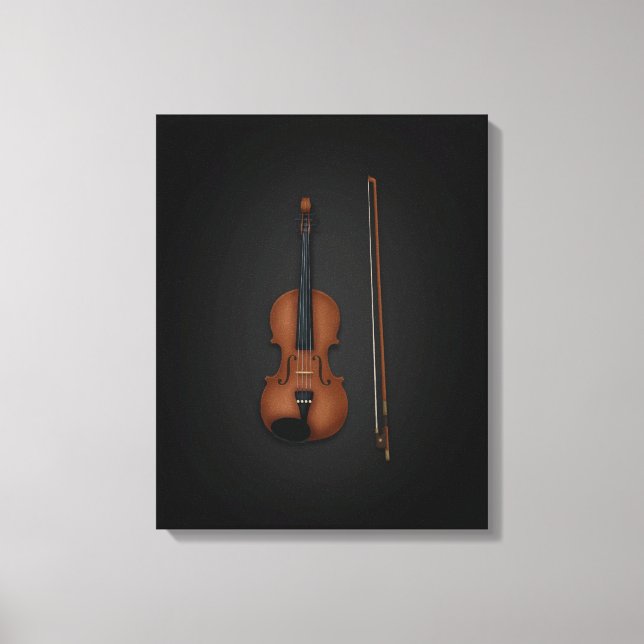 Violin & Bow Side vid sida på 16x svart arbetsyta Canvastryck (Framsida)