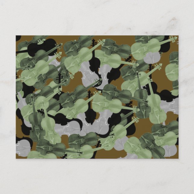 Violin Camo Camouflage Mönster Vykort (Framsida)