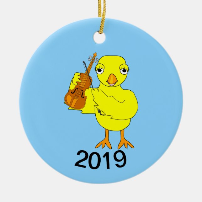 Violin Chick Julgransprydnad Keramik (Framsidan)