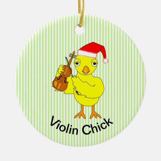 Violin Chick Julgransprydnad Keramik (Framsidan)