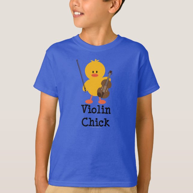 Violin Chick Kids Organic Tee Shirt (Framsida)
