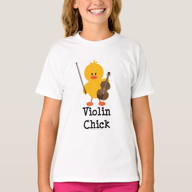 Violin Chick Kids Ringer Tee (Framsida)