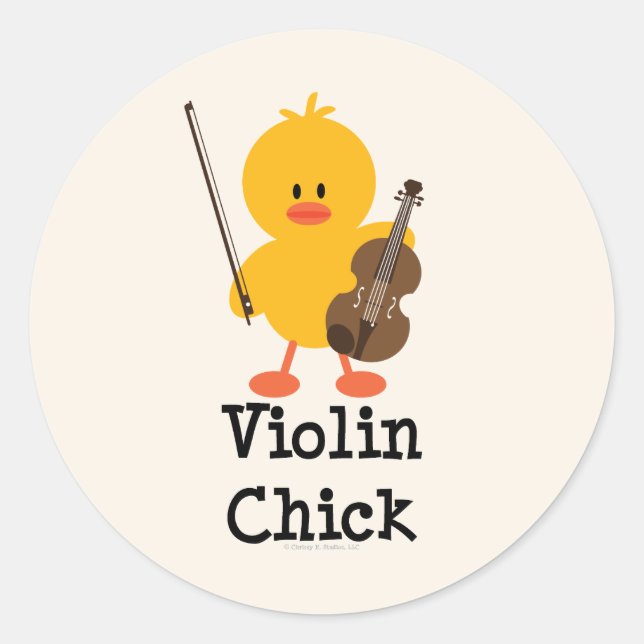 Violin Chick Stickers Runt Klistermärke (Framsida)