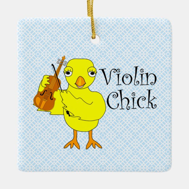 Violin ChickText Julgransprydnad Keramik (Framsida)