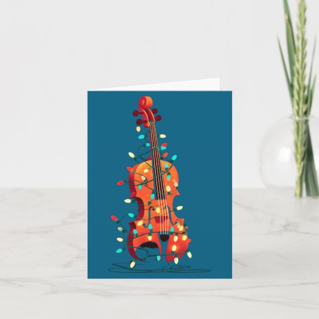 Violin Christmas Graphics Lights Lover Player Viol Kort (Framsida)