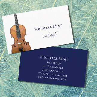 Violin Classical Music Elegant Blue Visitkort