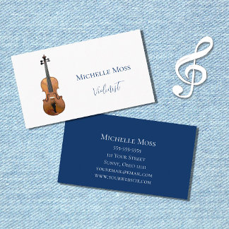 Violin Classical Music Elegant Blue Visitkort
