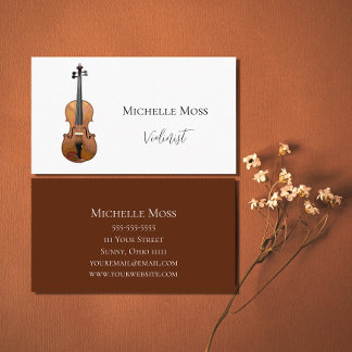 Violin Classical Music Elegant Burgundy Visitkort