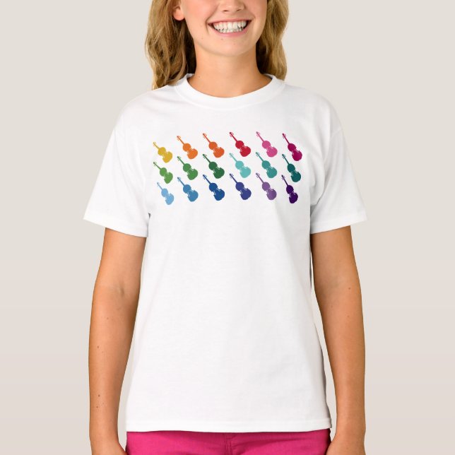 Violin Colorful Roligt Array Music T Shirt (Framsida)
