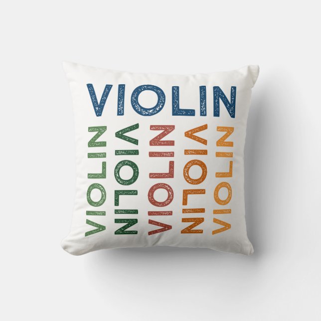 Violin Cute Colorful Kudde (Framsida)
