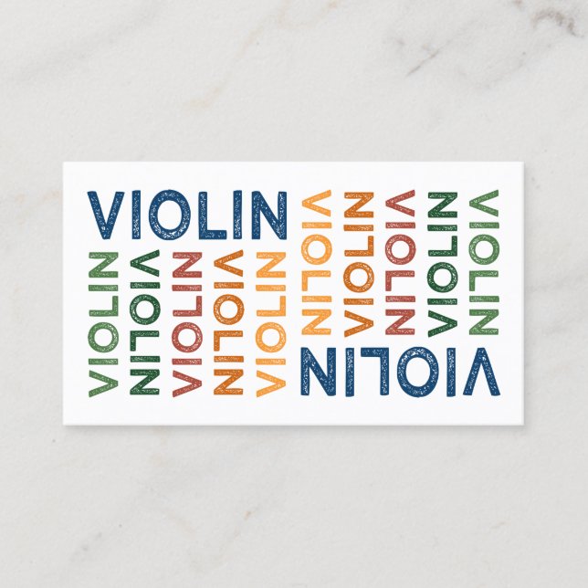 Violin Cute Colorful Visitkort (Framsida)