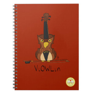 Violin Cute Musician Kids Uggla Anteckningsbok