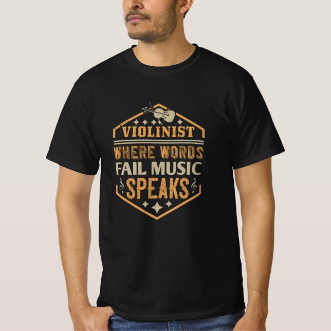 Violin - där Ord Misslyckas musikhögtalare T Shirt (Framsida)